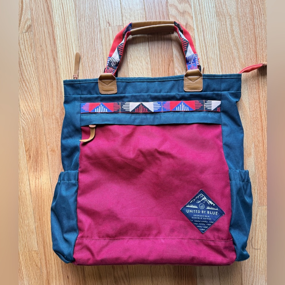 United By Blue Red and Green convertible tote/backpack